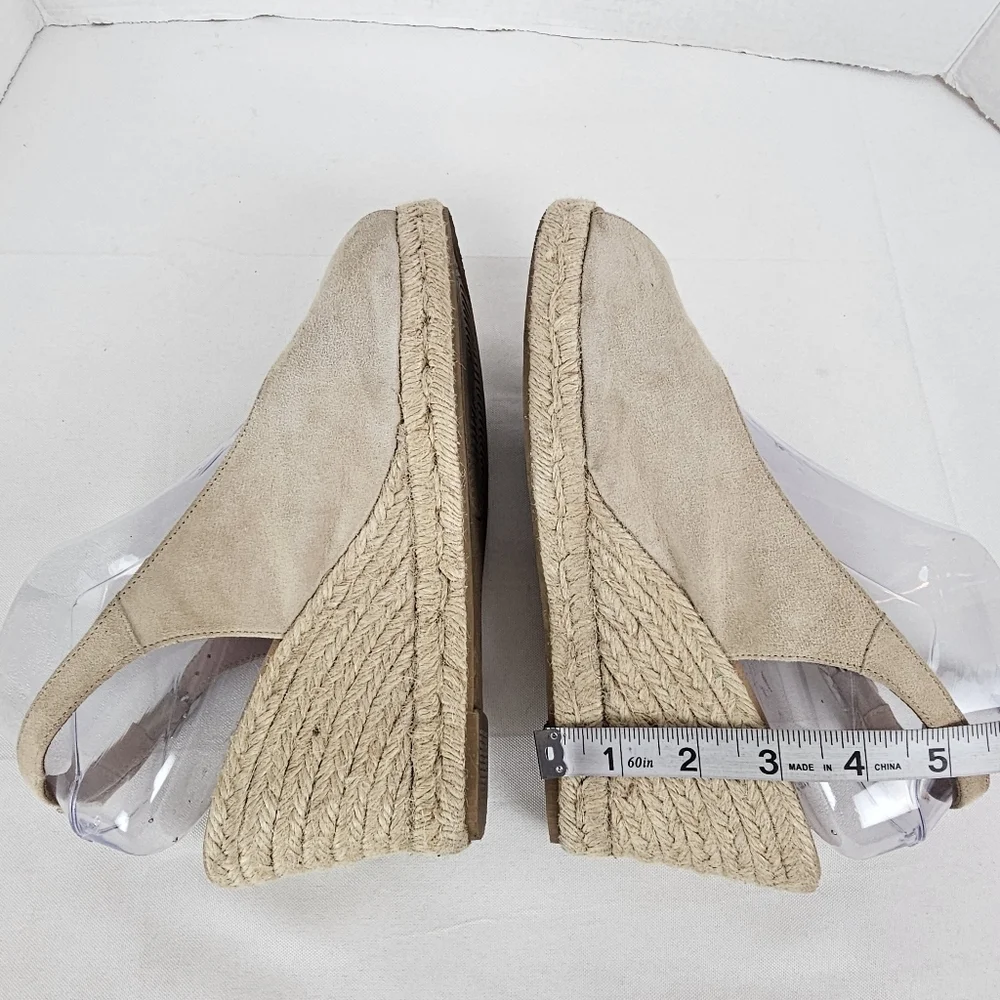 Paseart Spain Beige Suede Espadrille Wedge Slingback Sandals Size 40 US 9-9.5
